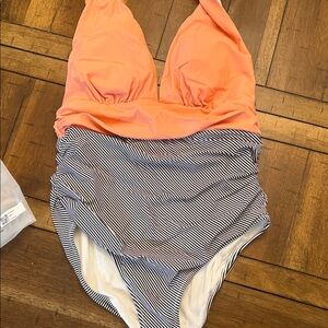 Cupshe Orange and Black Striped One Piece Swimsuit